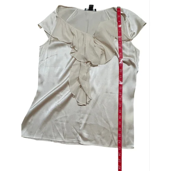 St. John Silk Blend Ruffled Blouse Cream Size 8 - Picture 6 of 8